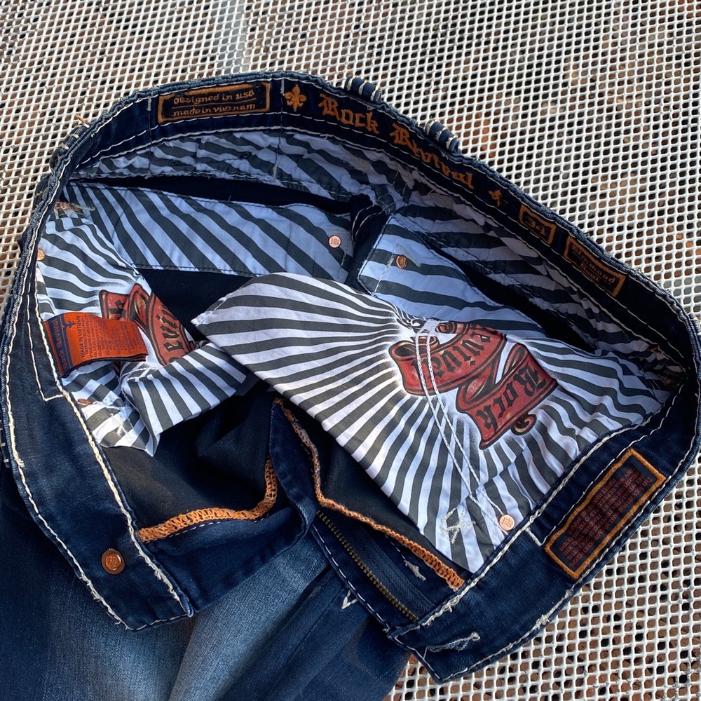 Rock Revival Blue Denim Jeans Elmwood boot size 34 - Picture 14 of 14